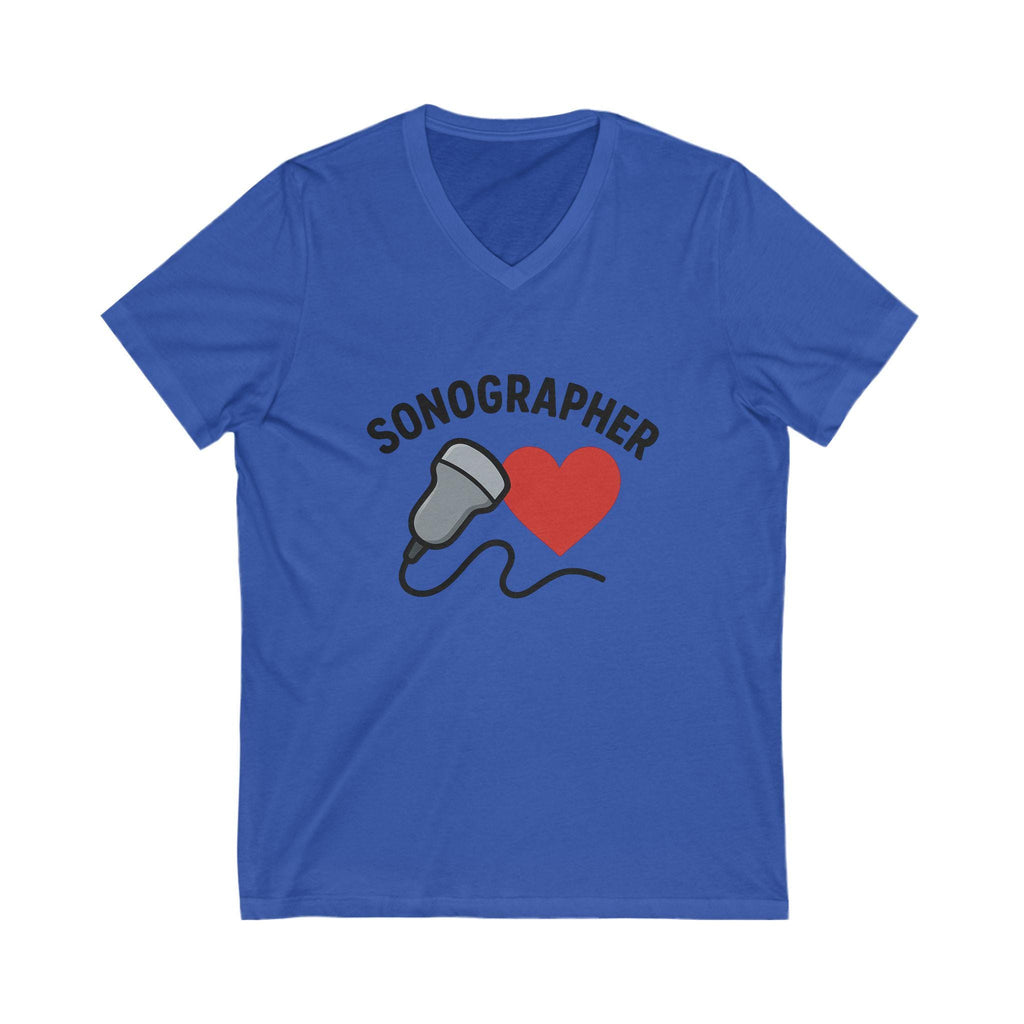 Funny Sonographer V-Neck Tee | Ultrasound Tech Humor Gift (100% Cotton)