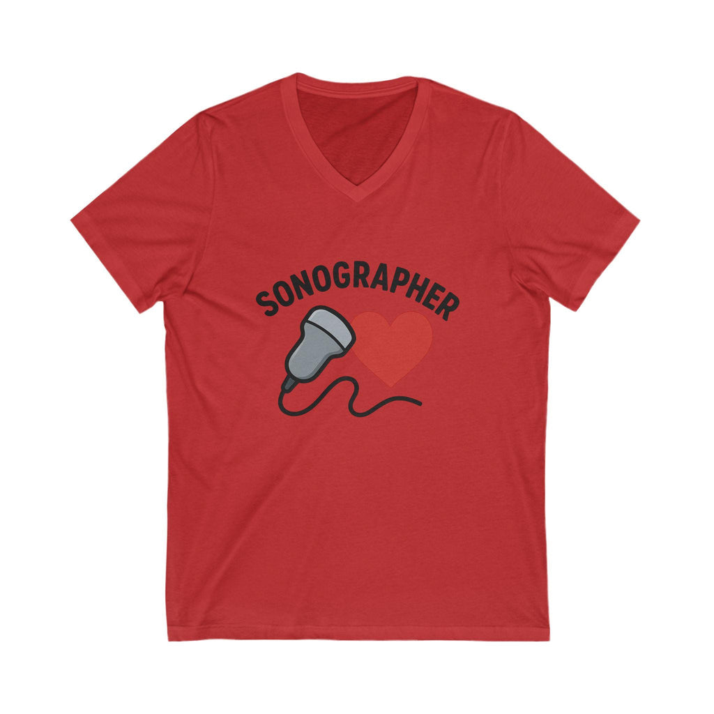 Funny Sonographer V-Neck Tee | Ultrasound Tech Humor Gift (100% Cotton)