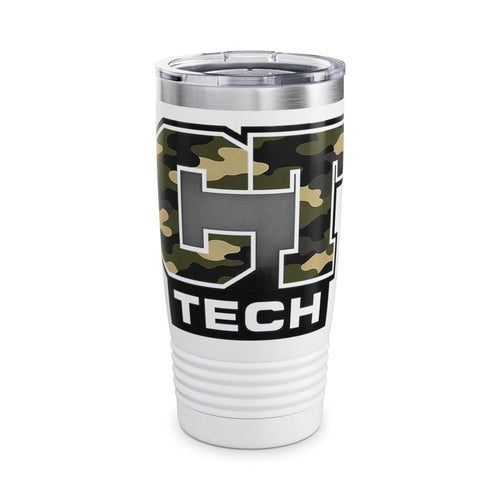 Camouflage Letter H Tumbler 20oz | Camo Monogram Stainless Steel Travel Mug | Personalized Insulated Coffee Cup Gift for Hunters Military