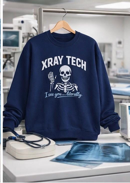 X-Ray Tech Crewneck Sweatshirt | Radiology Technologist Pullover | Medical Imaging Apparel Gift for Rad Tech, Xray Nurse, Radiology Crew
