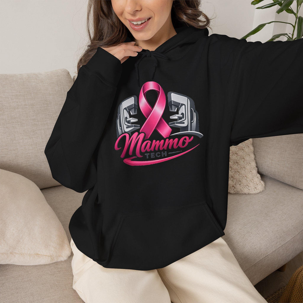 Pink Ribbon Mammo Tech Hoodie | Radiology Tech Gift, Breast Cancer Awareness