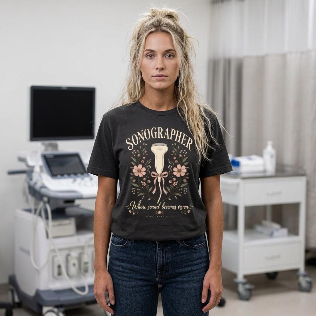 Sonographer Floral T-Shirt, Where Sound Becomes Vision Tee, Ultrasound Tech Gift, Sonography Student Shirt