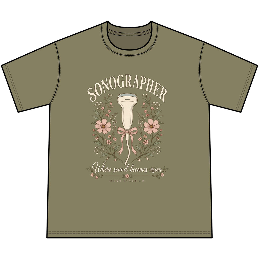 Sonographer Floral T-Shirt, Where Sound Becomes Vision Tee, Ultrasound Tech Gift, Sonography Student Shirt