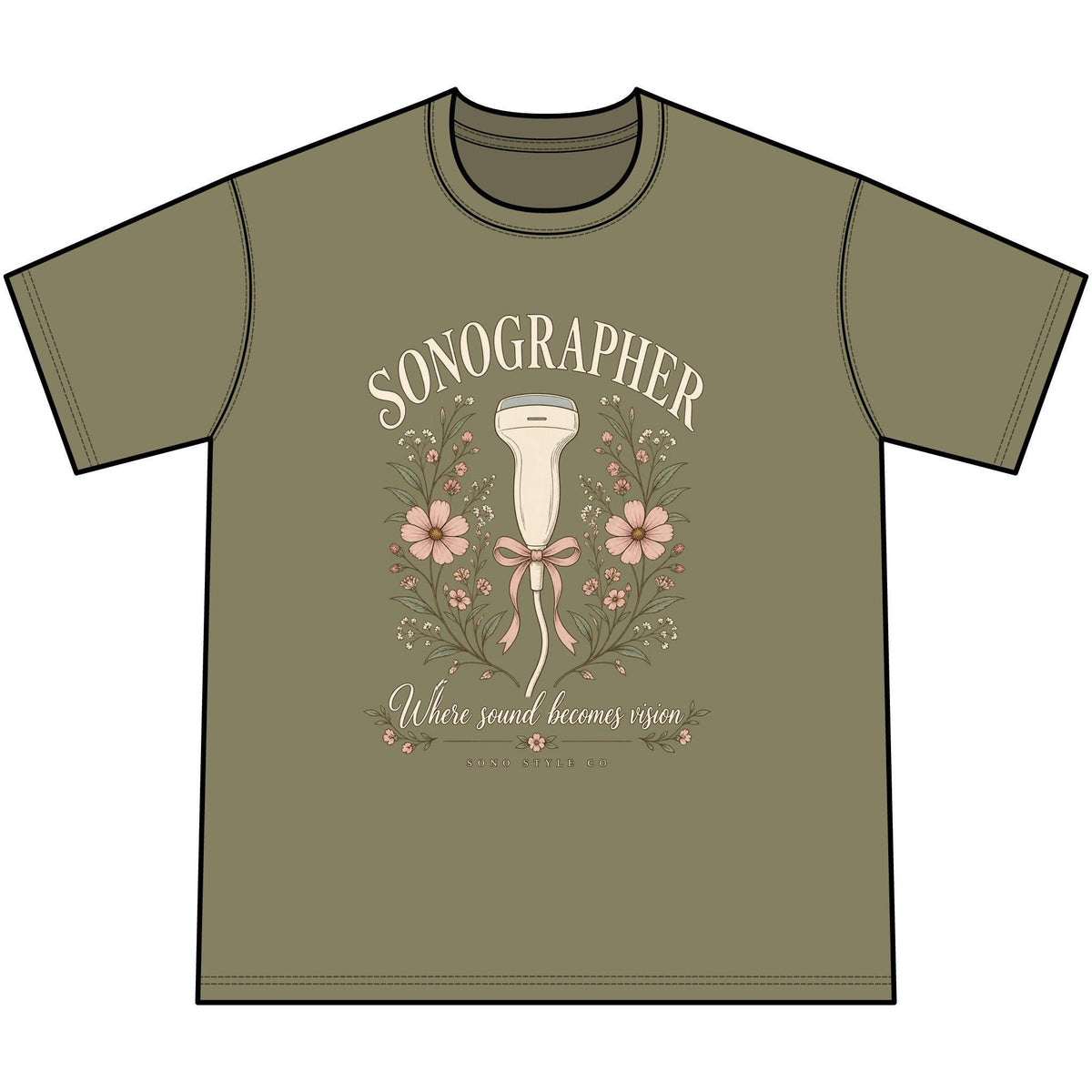 Sonographer Floral T-Shirt, Where Sound Becomes Vision Tee, Ultrasound Tech Gift, Sonography Student Shirt