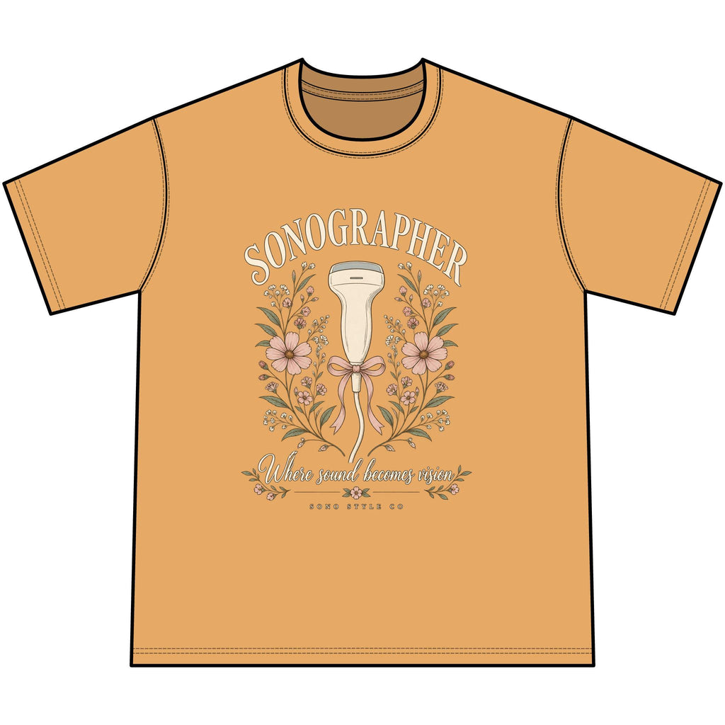 Sonographer Floral T-Shirt, Where Sound Becomes Vision Tee, Ultrasound Tech Gift, Sonography Student Shirt