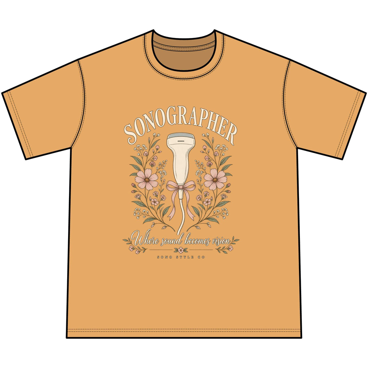 Sonographer Floral T-Shirt, Where Sound Becomes Vision Tee, Ultrasound Tech Gift, Sonography Student Shirt