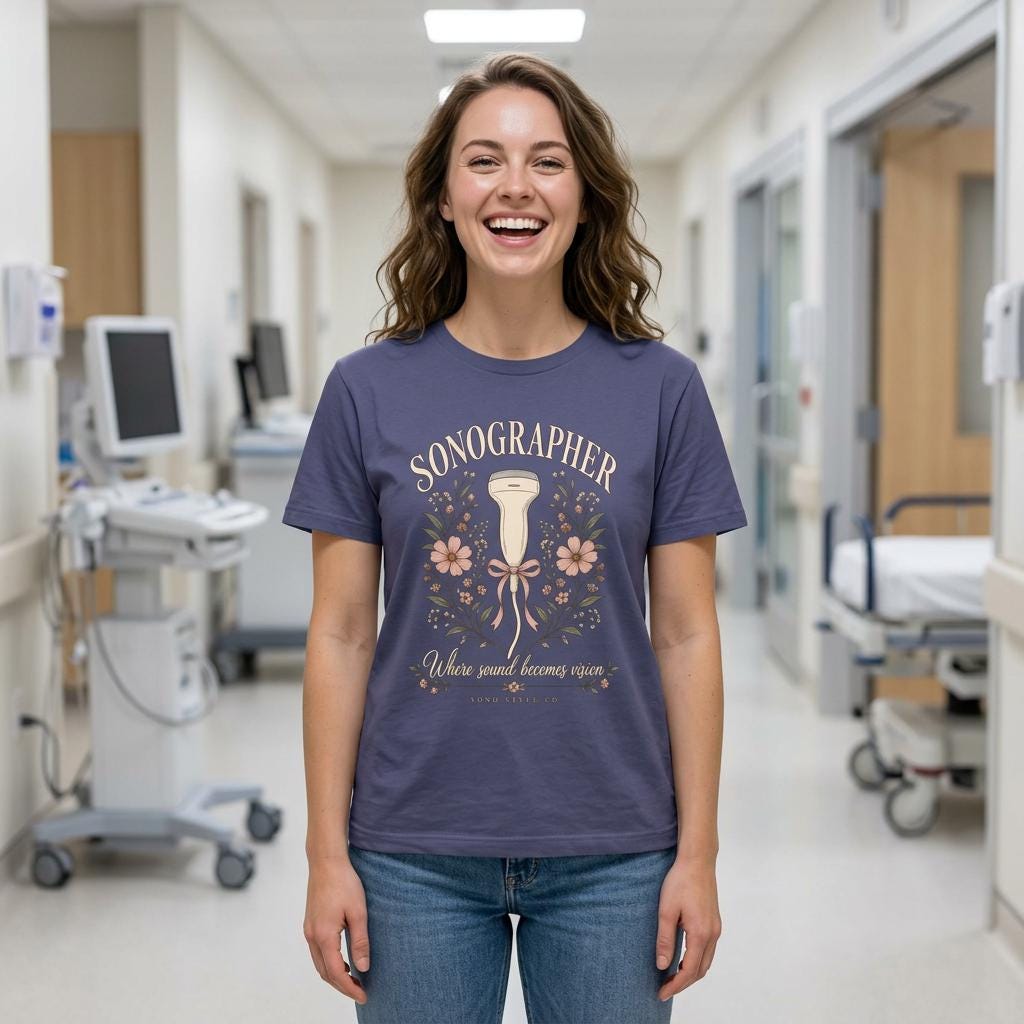 Sonographer Floral T-Shirt, Where Sound Becomes Vision Tee, Ultrasound Tech Gift, Sonography Student Shirt