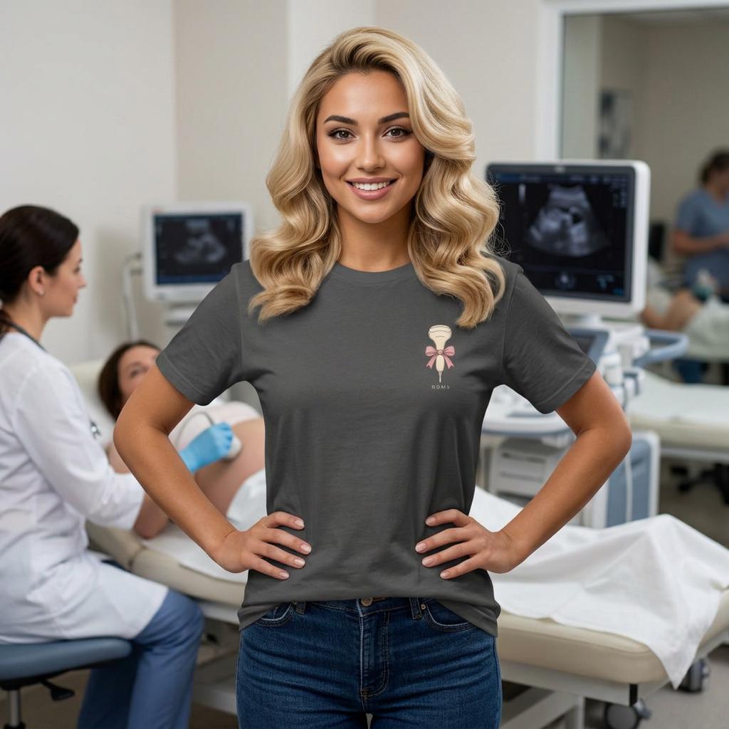 Sonographer Stethoscope Tee, Pink Bow Ultrasound Shirt, Medical Imaging Gift