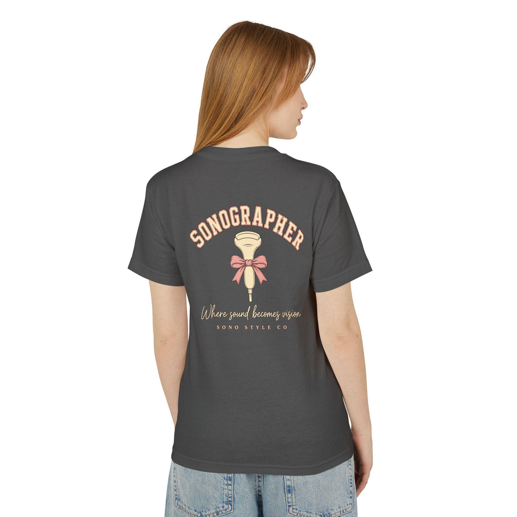 Sonographer Stethoscope Tee, Pink Bow Ultrasound Shirt, Medical Imaging Gift